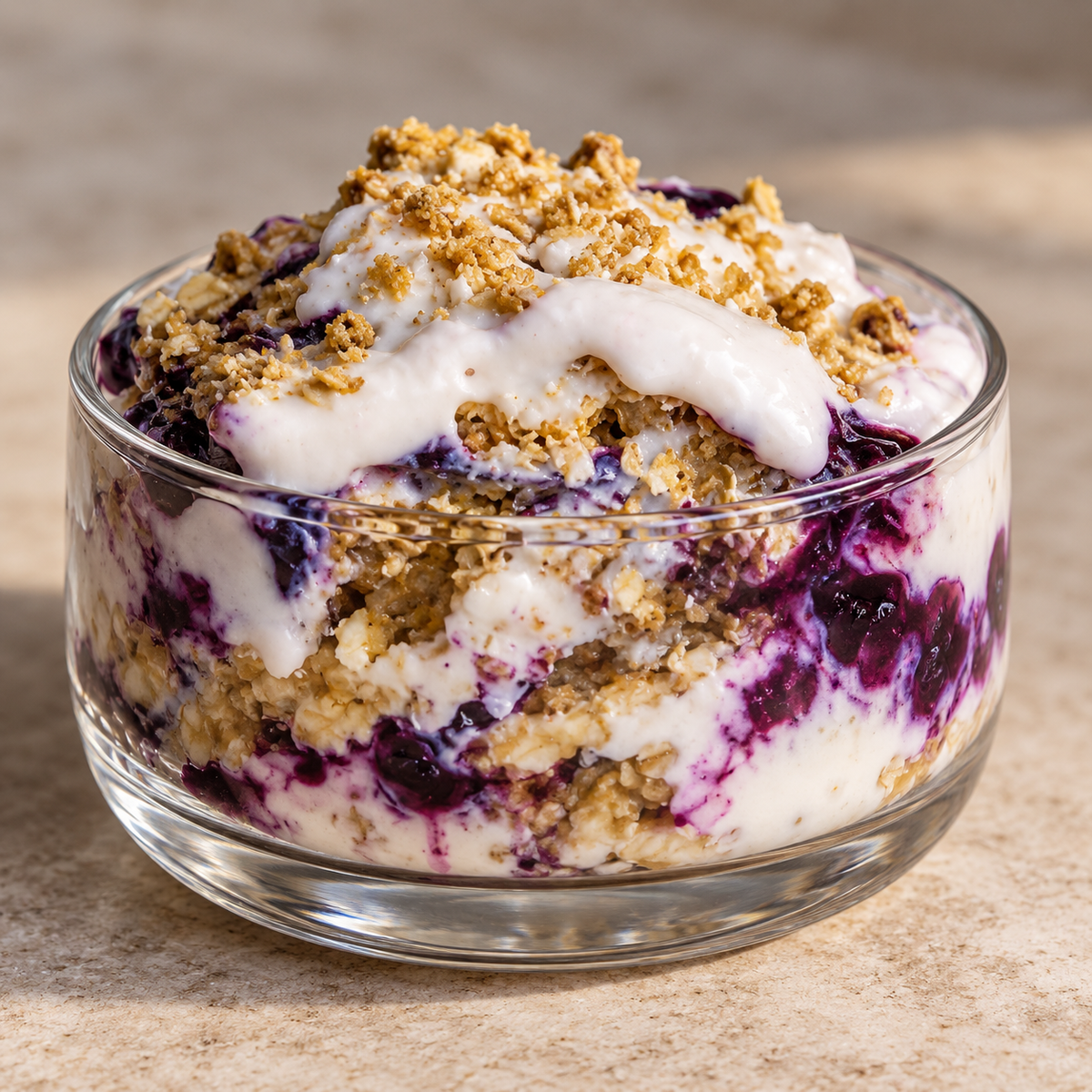 Blueberry Cheesecake Overnight Oats (Balanced)