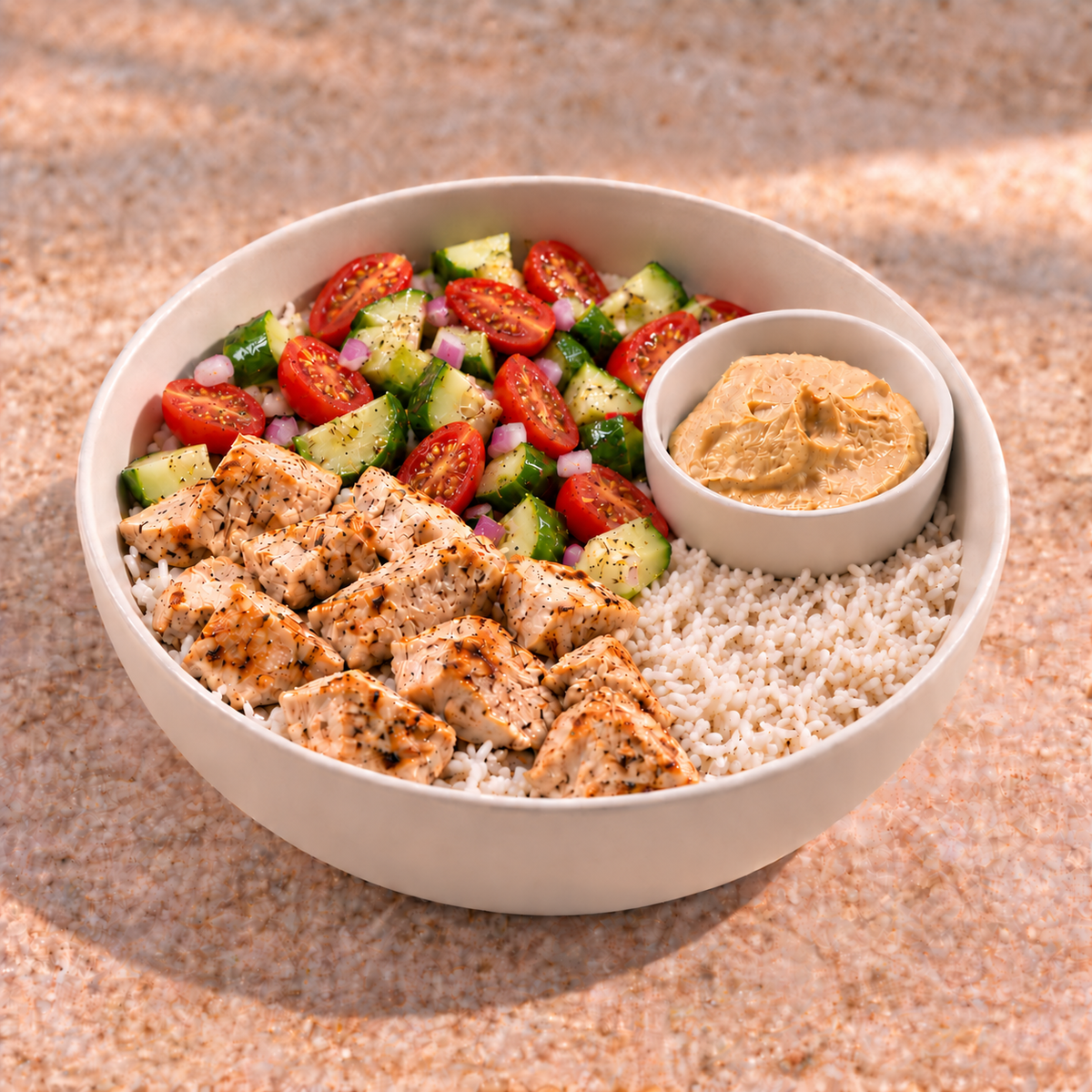 Lemon Pepper Chicken Mediterranean Bowl (Balanced)